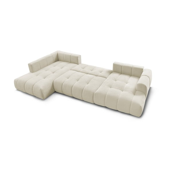 Beżowy rozkładany/ze schowkiem narożnik (lewostronny/w kształcie litery U) Fuji – Bobochic Paris-image-4