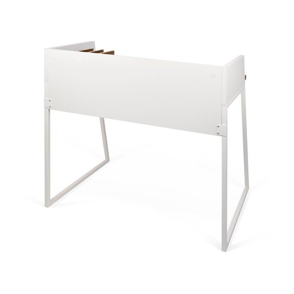 Białe biurko z detalami w dekorze drewna orzecha TemaHome Volga Walnut-image-2