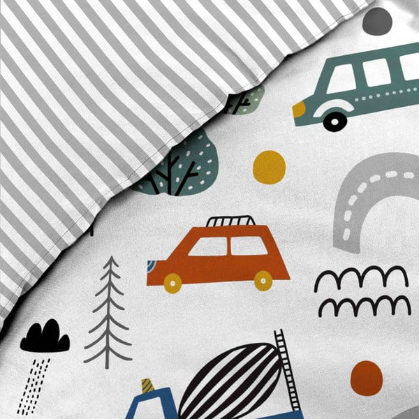 Biała bawełniana pościel dziecięca jednoosobowa 140x200 cm Pti Bolide – douceur d'intérieur-image-1