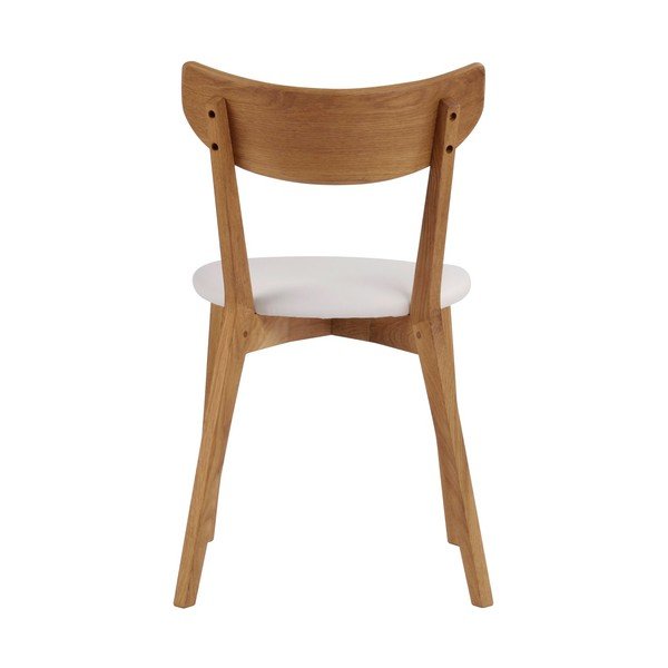 Brązowe dębowe krzesło do jadalni z białym siedziskiem Rowico Ami-image-1