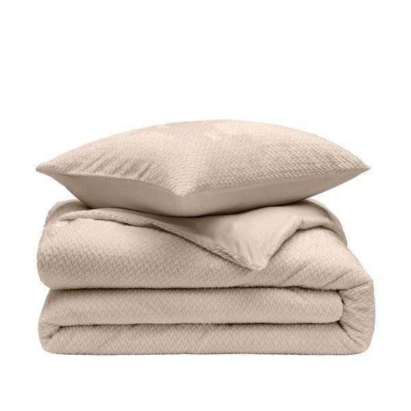 Beżowa flanelowa pościel dwuosobowa 3-częściowa 240x220 cm Flanela – douceur d'intérieur