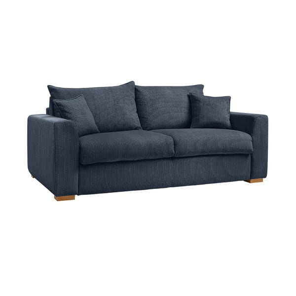 Ciemnoniebieska sztruksowa rozkładana sofa 225 cm Augustin – Bobochic Paris-image-3