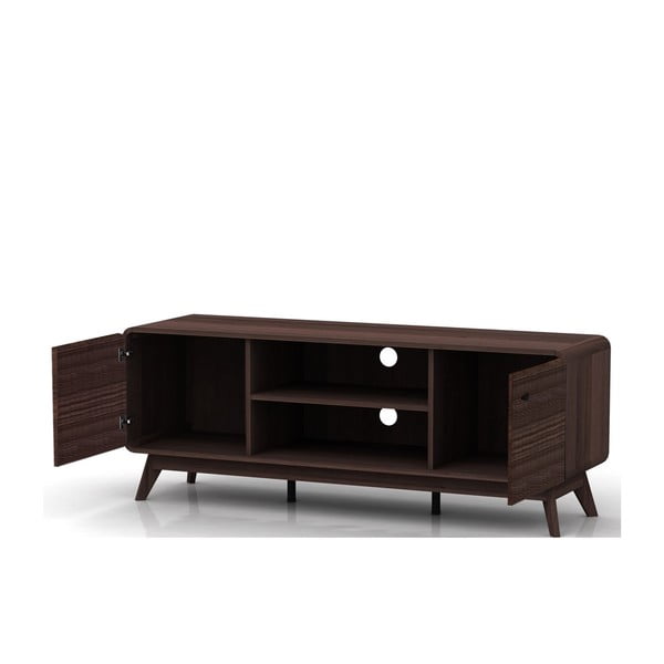 Brązowa szafka pod TV w dekorze orzecha 140x53 cm Caitlin – Støraa-image-3