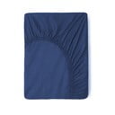 Ciemnoniebieskie bawełniane prześcieradło elastyczne Good Morning, 180x200 cm