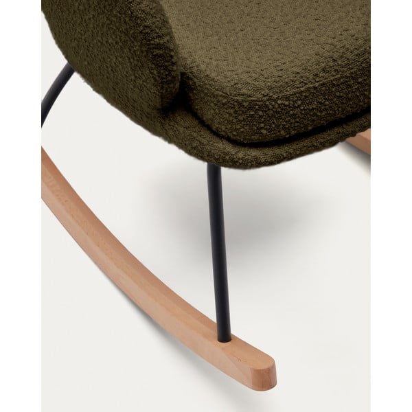 Zielony bujany fotel z materiału bouclé Maustin – Kave Home-image-1