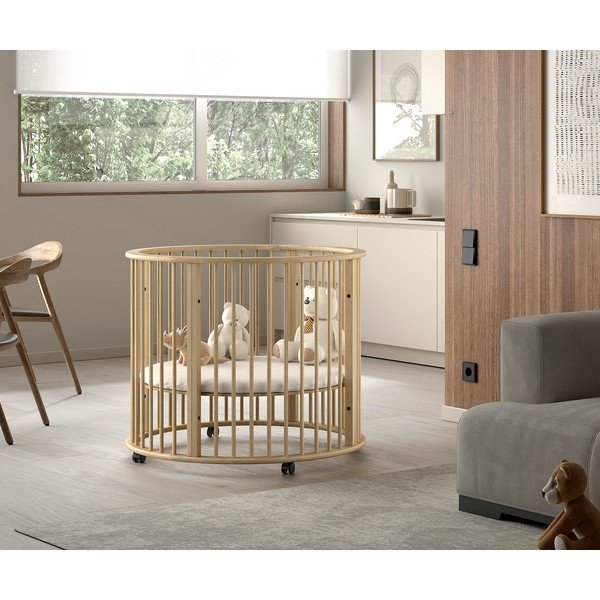 Kojec dla dzieci z litego drewna bukowego 90x90 cm w naturalnym kolorze Dino – Vipack-image-1