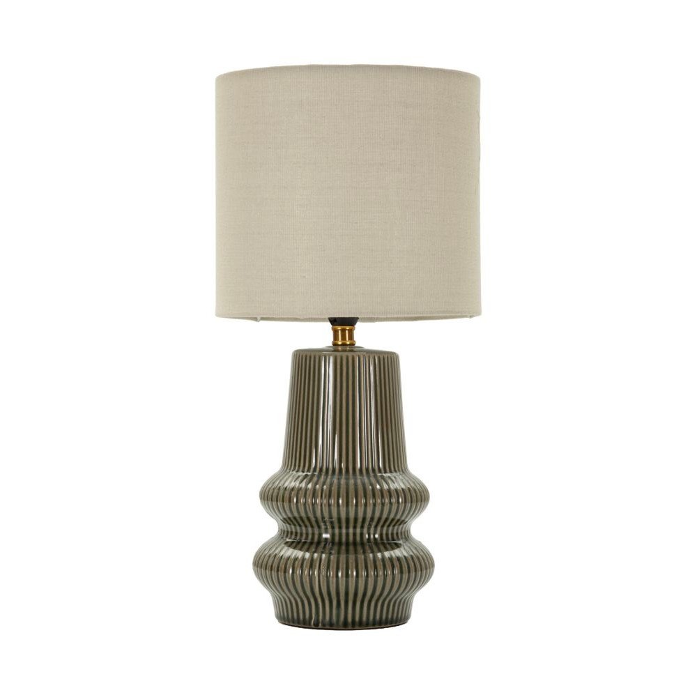 Lampa stołowa ceramiczna w kolorze khaki/kremowa z tekstylnym kloszem (wysokość 41,5 cm) Harmony – Mauro Ferretti