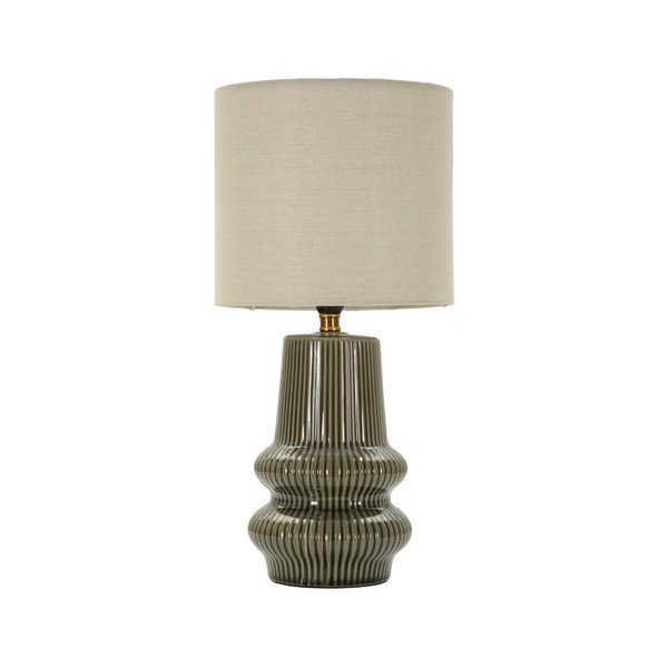 Lampa stołowa ceramiczna w kolorze khaki/kremowa z tekstylnym kloszem (wysokość 41,5 cm) Harmony – Mauro Ferretti
