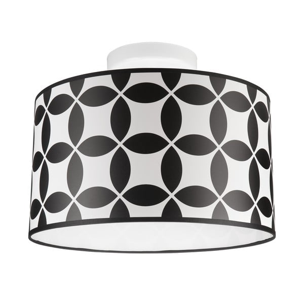Czarno-biała lampa sufitowa z tekstylnym kloszem ø 35 cm Print – LAMKUR