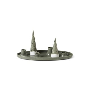Zielony ceramiczny adwentowy świecznik Kähler Design Nobili, dł. 33 cm