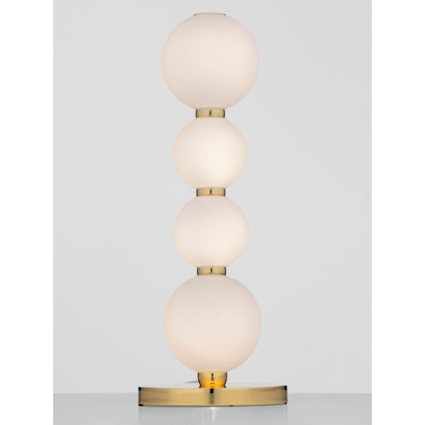 Biała/w kolorze złota metalowa lampa stołowa LED ze szklanym kloszem (wysokość 31 cm) Perla – Nova Luce-image-3