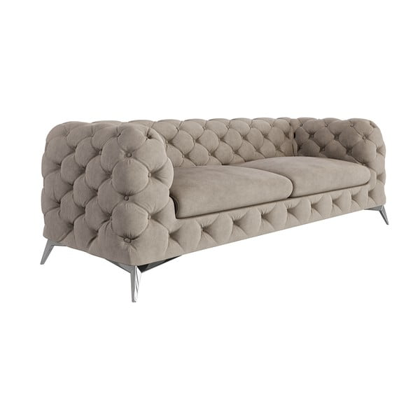 Szarobeżowa aksamitna sofa 225 cm Chelsea – Ropez-image-2
