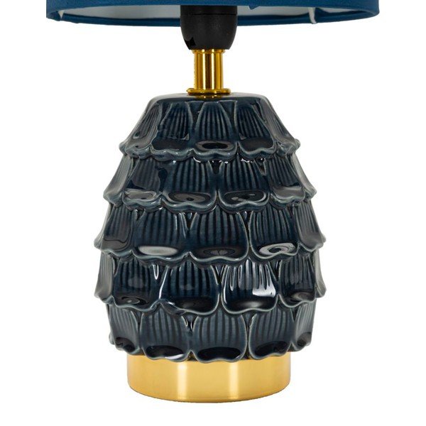 Niebieska lampa stołowa ceramiczna z tekstylnym kloszem (wysokość 30,5 cm) Pigny – Mauro Ferretti-image-2