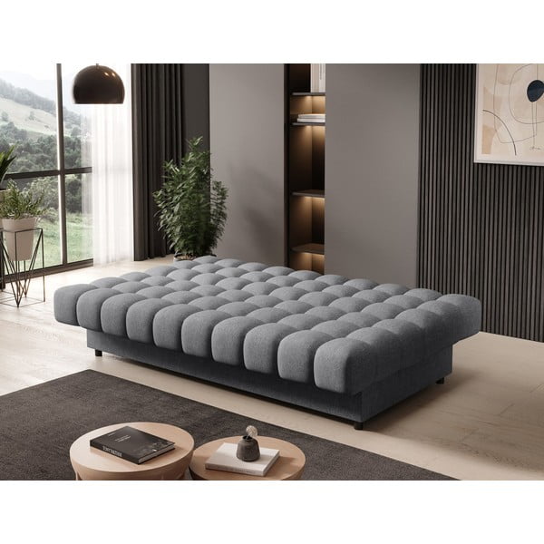 Szara rozkładana/ze schowkiem sofa z tkaniny szenilowej 197 cm Clareta – ELTAP-image-4