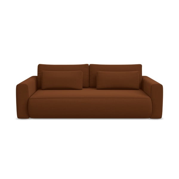 Aksamitna rozkładana/ze schowkiem sofa w kolorze terakoty 238 cm Kapua – Makamii