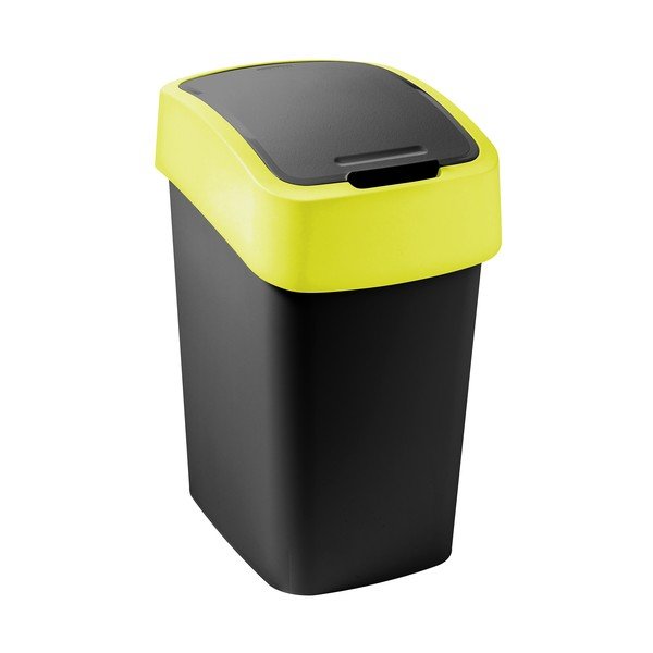 Żółty/czarny plastikowy kosz na śmieci do segregacji odpadów 9 l Flip Bin – Curver