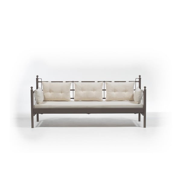 Beżowa 3-osobowa sofa ogrodowa s hnědou konstrukcí Lalas DKS, 96x209 cm