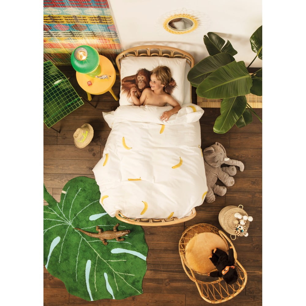 Ciemnozielony bawełniany dywan dziecięcy tkany ręcznie odpowiedni do prania 120x180 cm Monstera Leaf – Lorena Canals (zdjęcie 4)