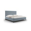 Jasnoniebieskie tapicerowane łóżko dwuosobowe ze schowkiem i stelażem 200x200 cm Casey – Mazzini Beds