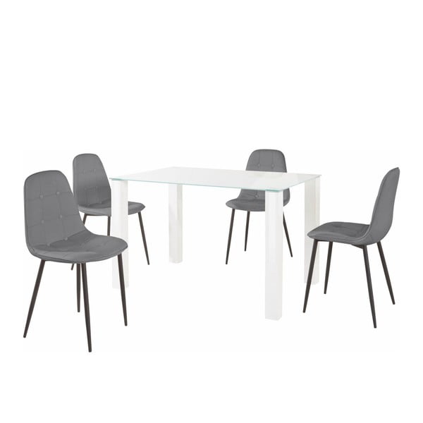 Zestaw stołu i 4 szarych krzeseł Støraa Dante, dł. stołu 120 cm