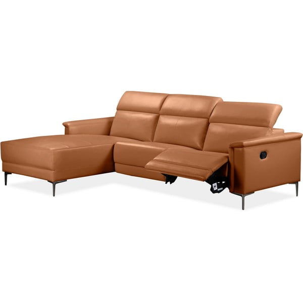 Brązowy narożnik z imitacji skóry (lewostronny) Lund – Støraa-image-1