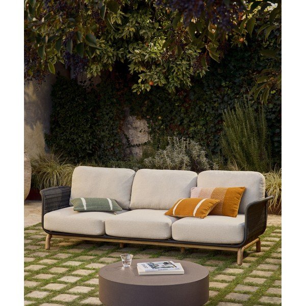 Szara/beżowa tapicerowana sofa ogrodowa Alipa – Kave Home-image-1