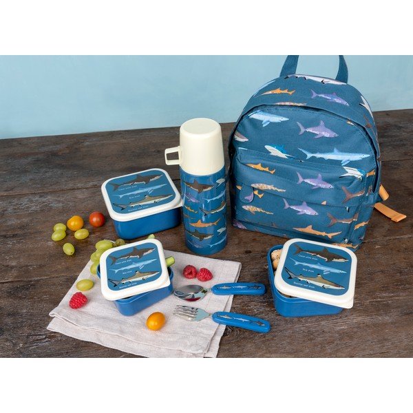 Ciemnoniebieskie pojemniki śniadaniowe dla dzieci 3 szt. Sharks – Rex London-image-2