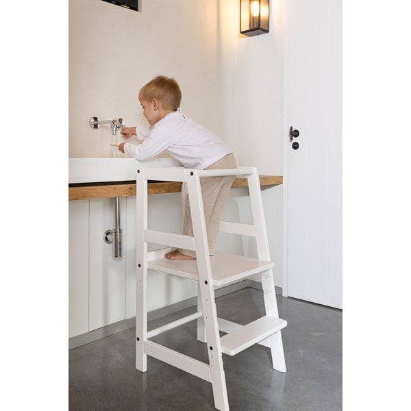 Biały pomocnik kuchenny dla dzieci z litego drewna bukowego Forrest – Vipack-image-1