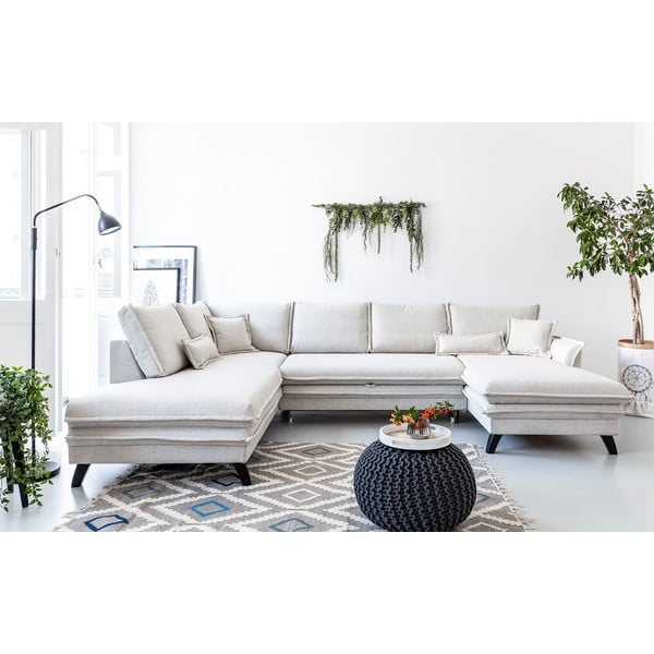 Jasnobeżowa rozkładana sofa w kształcie litery "U" Miuform Charming Charlie, lewostronna-image-1