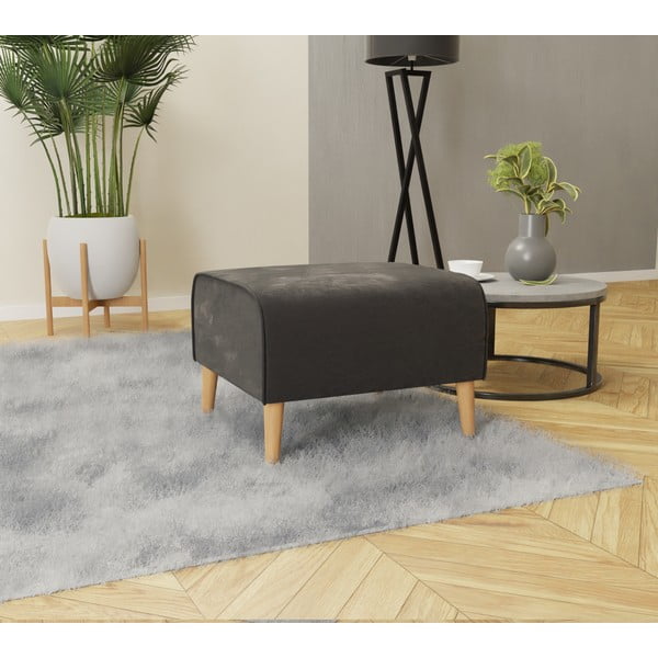 Ciemnoszary aksamitny podnóżek Carole – Ropez-image-2