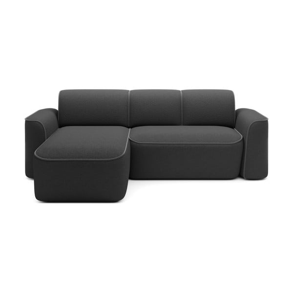 Ciemnoszary narożnik z materiału bouclé (lewostronny/z szezlongiem) Ume – ELTAP