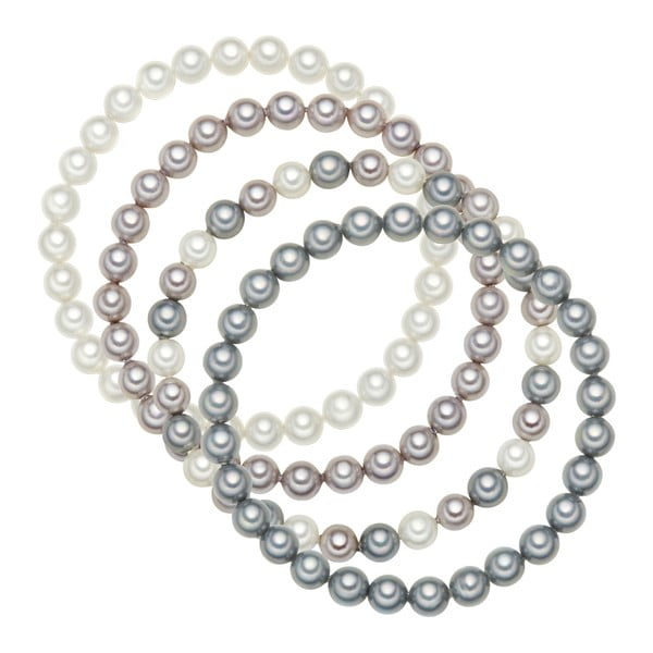 Zestaw 4 bransoletek z szaro-białymi perłami Perldesse Bisous, ⌀ 0,6 x długość 17 cm