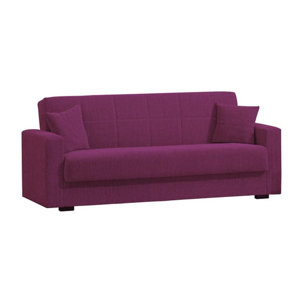 Fioletowa trzyosobowa sofa rozkładana ze schowkiem Esidra Relax