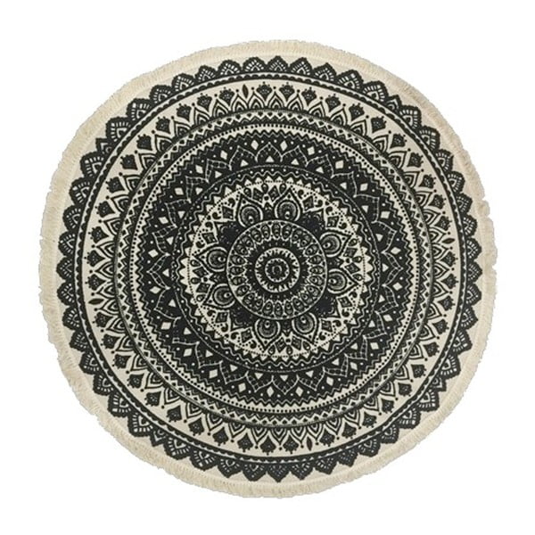 Czarno-biały dywan okrągły z domieszką
  bawełny Maiko Mandala, ⌀ 90 cm