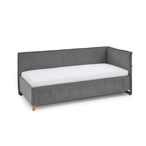 Szare tapicerowane narożne łóżko dziecięce bez stelaża 90x200 cm Fun – Meise Möbel