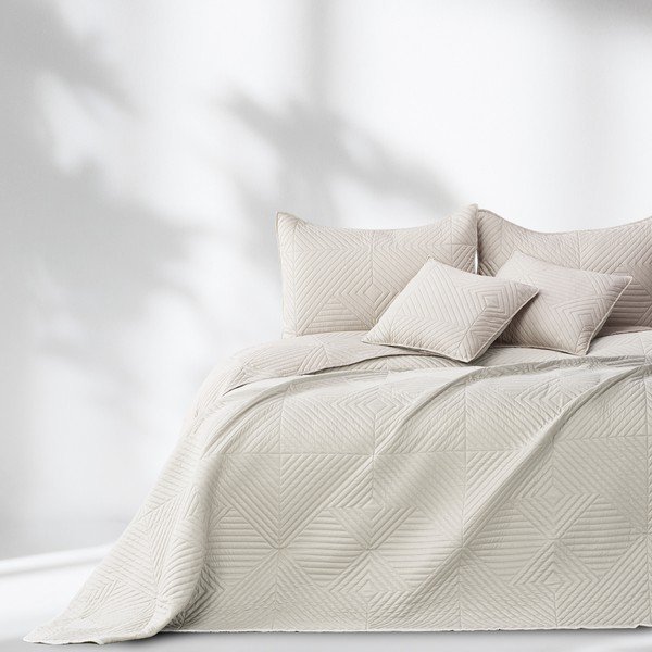 Kremowa narzuta pikowana z mikrowłókna 220x240 cm Softa – Restilo-image-3