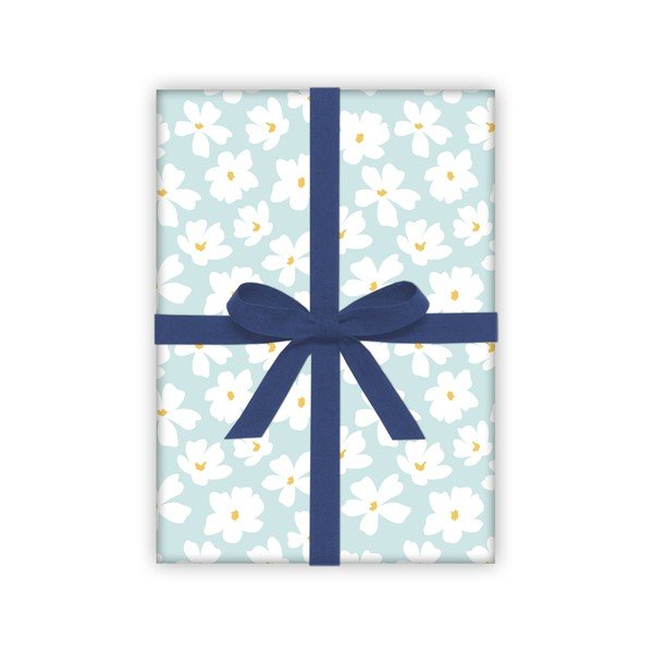 Niebiesko-biały papier do pakowania prezentów eleanor stuart No. 8 Floral-image-1