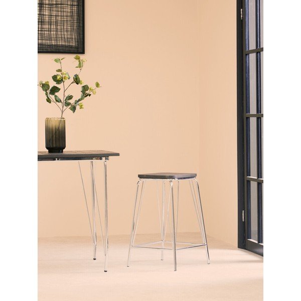 Stołek z litego drewna wiązu w kolorze srebra/w naturalnym kolorze District – Premier Housewares-image-1