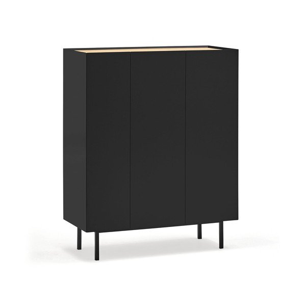Czarna wysoka komoda w dekorze dębu 95x120 cm Arista – Teulat-image-4
