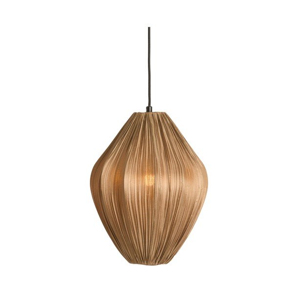 Brązowa lampa wisząca z tekstylnym kloszem ø 12 cm Verita – Light & Living-image-1