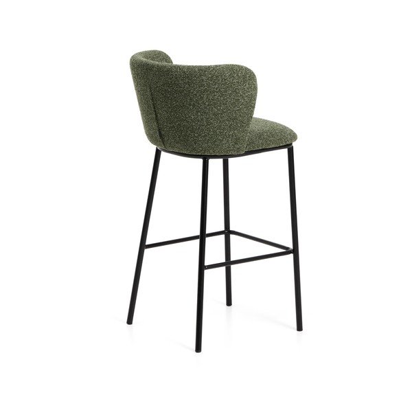 Ciemnozielony tapicerowany hoker (wysokość siedziska 75 cm) Ciselia – Kave Home-image-4