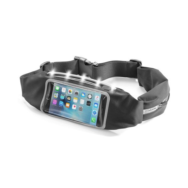 Pas do biegania CellularLine WAISTBAND RUNNING z szybką i LED diodami, czarny