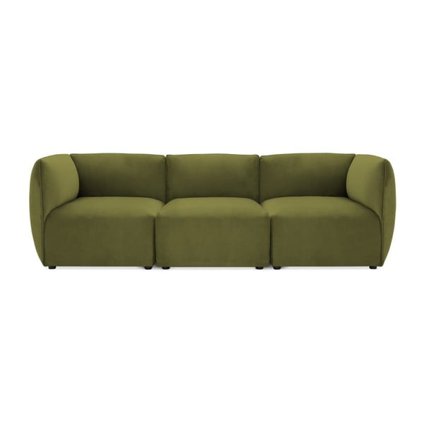 Oliwkowa 3-osobowa sofa modułowa Vivonita Velvet Cube
