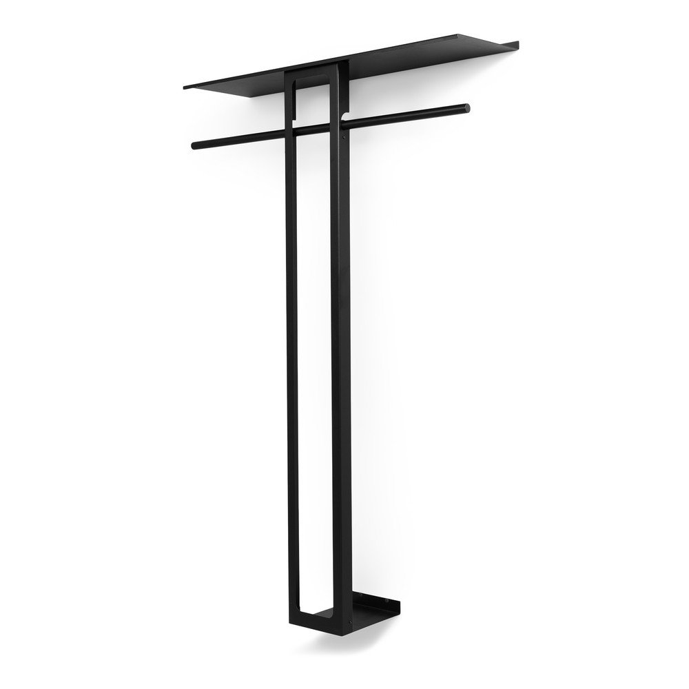 Czarny stalowy wieszak ścienny z półką 100 cm Luno Large – Spinder Design