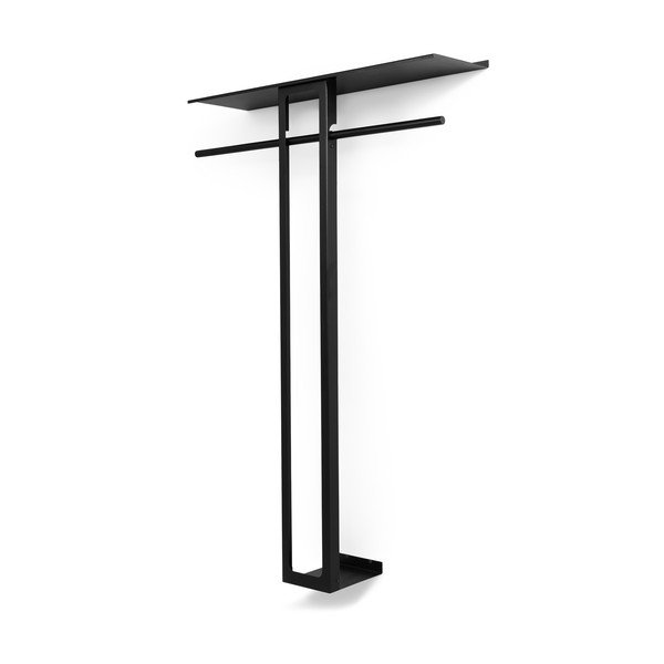 Czarny stalowy wieszak ścienny z półką 100 cm Luno Large – Spinder Design