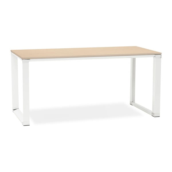 Białe biurko z blatem w naturalnym kolorze Kokoon Warmer