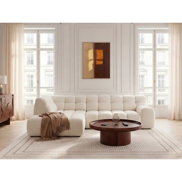 Biały rozkładany/z elektryczną regulacją siedziska narożnik (lewostronny/w kształcie litery L) Andre – Bobochic Paris-image-1