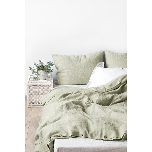 Jasnozielona lniana poszewka na poduszkę Linen Tales, 70x90 cm-image-1
