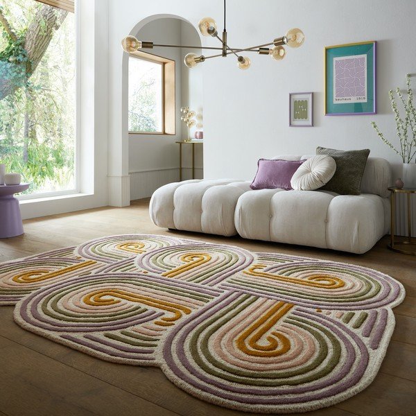 Zielony wełniany dywan tkany ręcznie 140x200 cm Spiral Shaped  – Flair Rugs-image-1