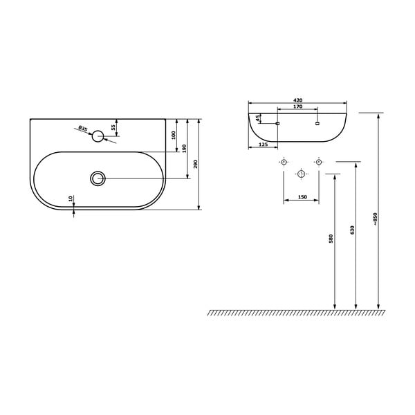 Czarna ceramiczna umywalka 42x29 cm Nerissa – Sapho-image-2